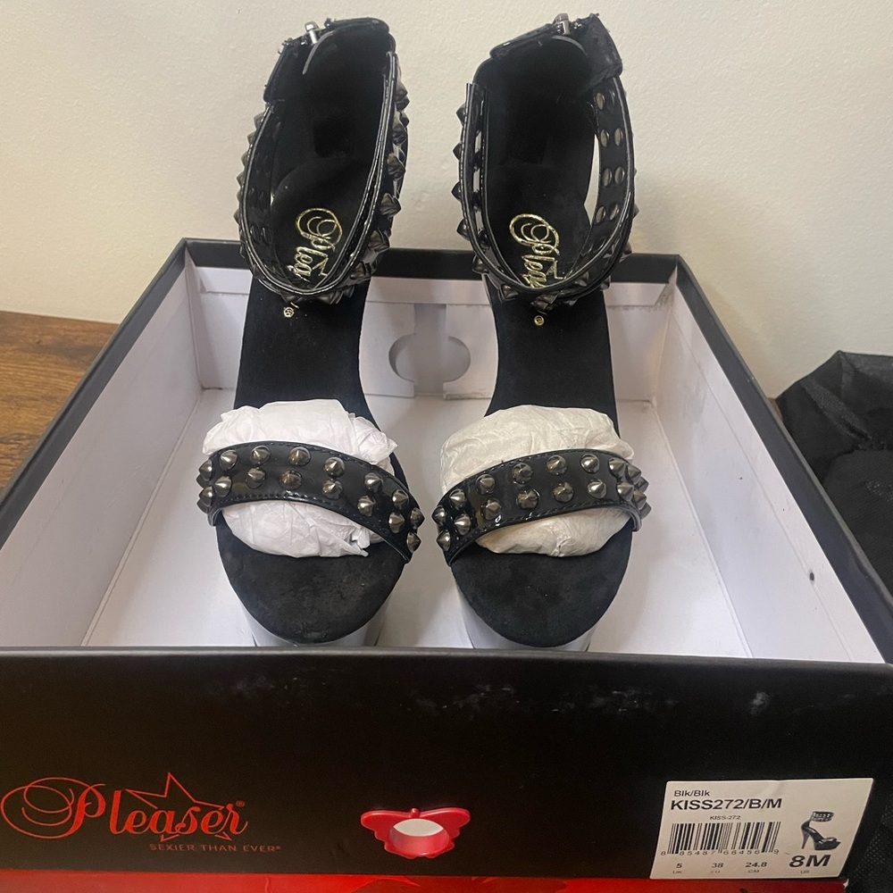 Pleaser Black Studded Heels